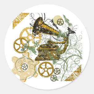 Sticker Rond Conception affligée de Steampunk de regard