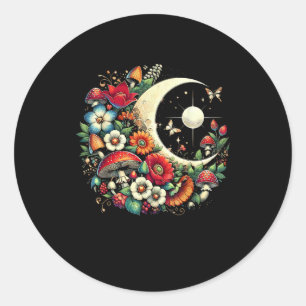 Sticker Rond Conception artistique drôle de champignon Goblinco