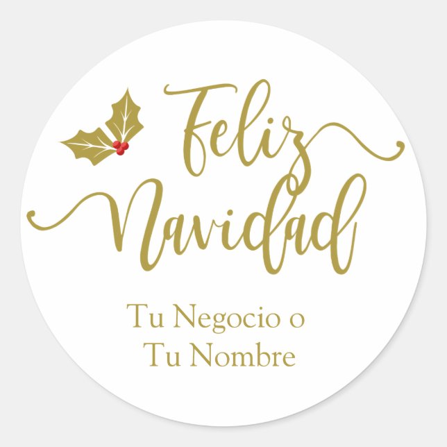 Sticker Rond Conception avec Typographie Heureuse Noël Dorée et (Devant)