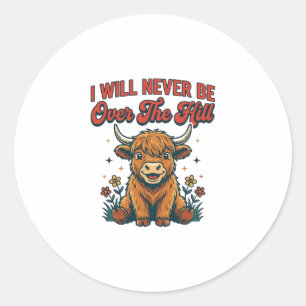 Sticker Rond Conception d'anniversaire drôle de vache highland