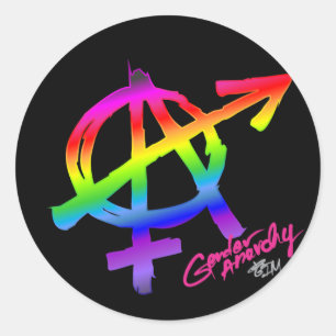 Sticker Rond Conception d'arc-en-ciel d'anarchie de genre sur