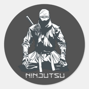 Sticker Rond Conception d'Assassin Ninjutsu Japonais Ninja