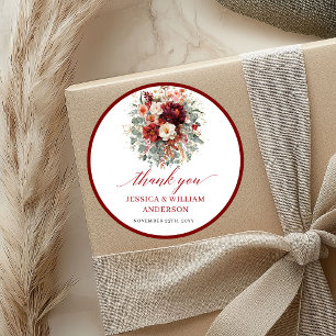 Sticker Rond Conception d'autocollant de mariage classique roug