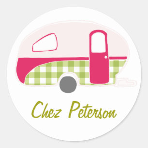 Sticker Rond Conception d'autocollants de caravane rétro person
