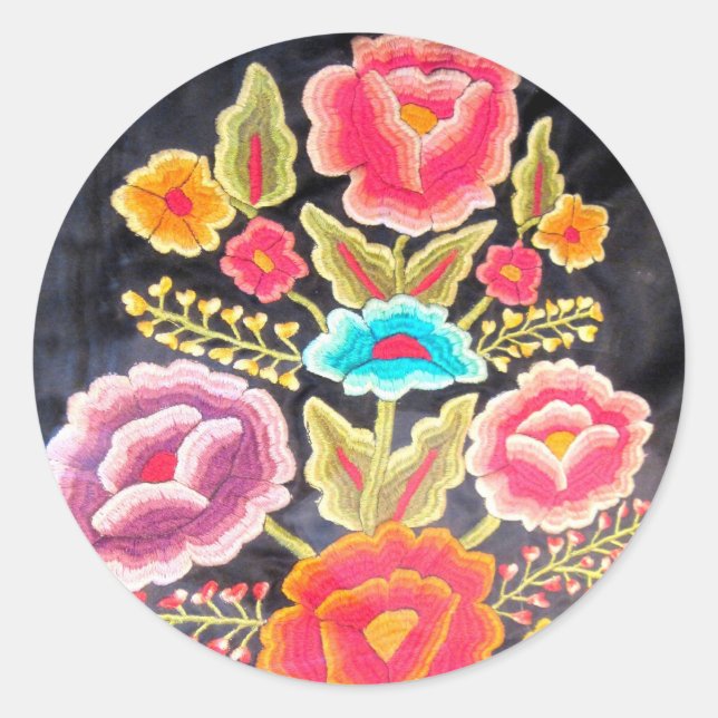 Sticker Rond Conception de broderie mexicaine (Devant)