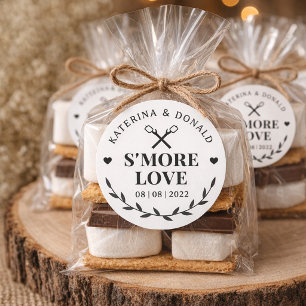 Sticker Rond Conception de cadeau de mariage Rustic White Smore