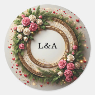 Sticker Rond Conception de cadre floral vibrant