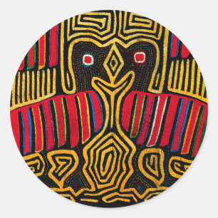 Sticker Rond Conception de canard Mola d'Indien Cuna