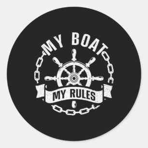 Sticker Rond Conception de capitaine de bateau cool pour hommes