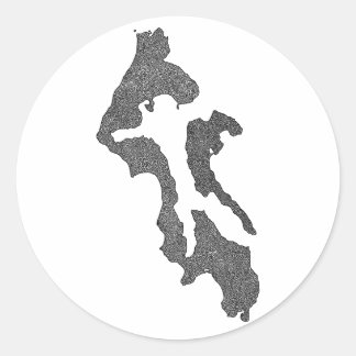 Sticker Rond Conception de carte du comté d'Island de Whidbey I
