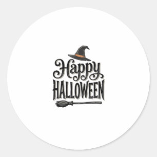 Sticker Rond Conception de chemise de chapeau de sorcière Hallo
