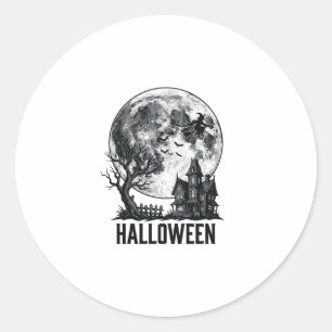 Sticker Rond Conception de chemise de lune de maison hantée Hal