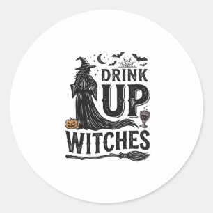 Sticker Rond Conception de chemise Halloween sorcières buvez vi