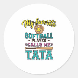 Sticker Rond Conception de chemise TATA Mon joueur de softball