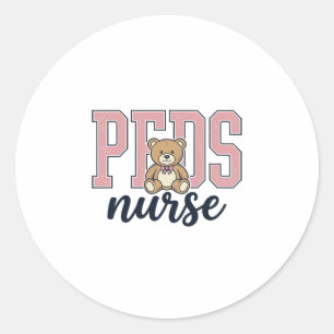 Sticker Rond Conception de chemise vintage Ourson Infirmière en