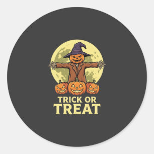 Sticker Rond Conception de citrouille d'épouvantail d'Halloween