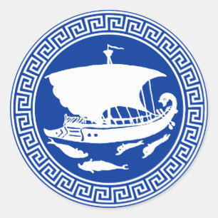 Sticker Rond Conception de clé grecque