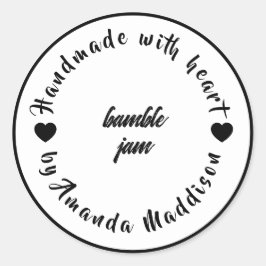 Sticker Rond Conception de confiture cœur fait avec amour