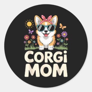 Sticker Rond Conception de Corgi Mignonne Pour les Femmes Fille