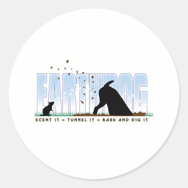 Sticker Rond Conception de couleur d'Earthdog pour le pasteur (Devant)