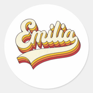Sticker Rond Conception de design vintage Nom Retro Emilia 70s