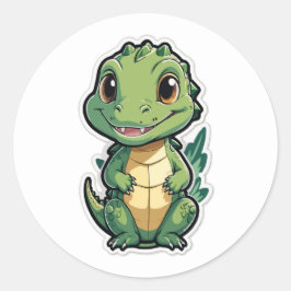 Sticker Rond Conception de dessin adorable pour bébé Alligator