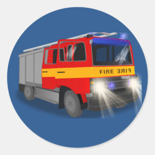 Sticker Rond Conception de dessin du moteur cool d'incendie pou