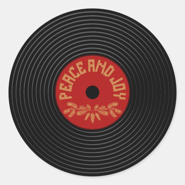 Sticker Rond Conception de disques vinyle Peace and joy (Devant)