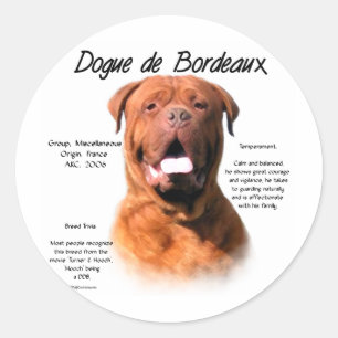 Sticker Rond Conception de Dogue de Bordeaux History