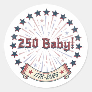 Sticker Rond Conception de feux d'artifice patriotiques 250 Bab