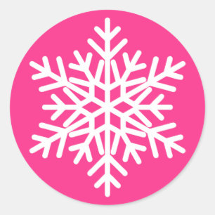 Sticker Rond Conception de flocon de neige rose blanc de Noël
