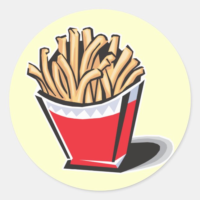 Sticker Rond conception de frites rétro françaises (Devant)