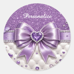 Sticker Rond Conception de Glam Personnalisée Arc-en-Cœur Paill