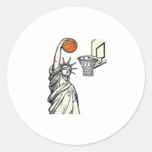 Sticker Rond Conception de gravure vintage de dunk de basketbal