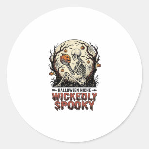 Sticker Rond Conception de gravure vintage Halloween squelette