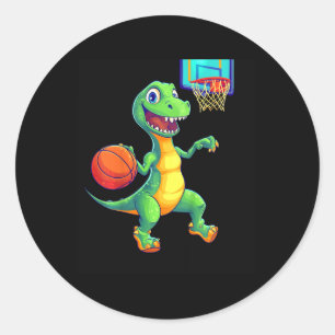 Sticker Rond Conception de joueur de squelette de dinosaure lud
