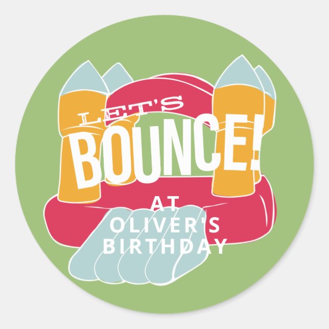 Sticker Rond Conception de la fête d'anniversaire de Bounce Hou (Devant)