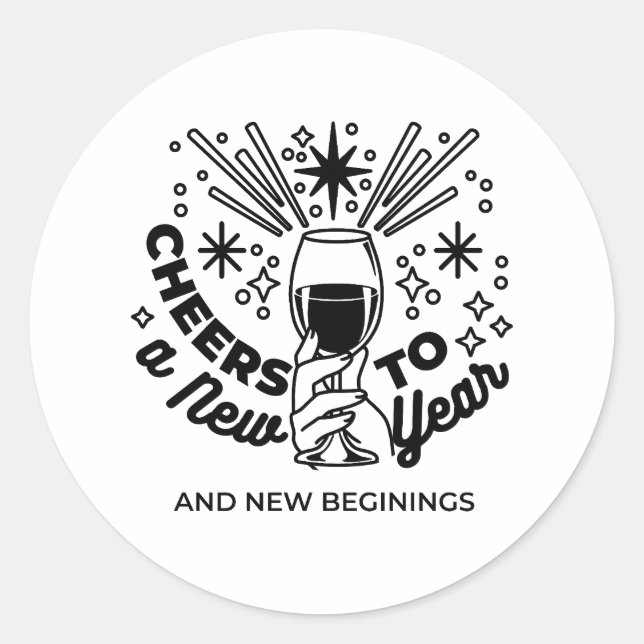Sticker Rond Conception de la fête du Nouvel An (Devant)