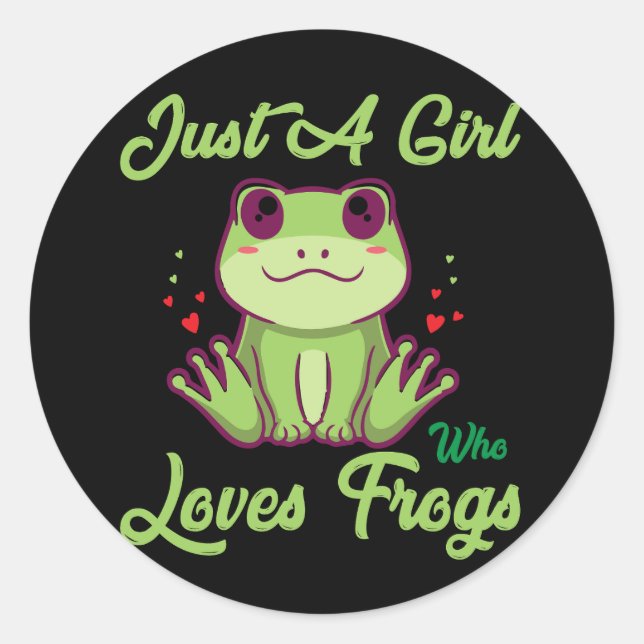 Sticker Rond conception de la jeune fille qui aime les grenouil (Devant)