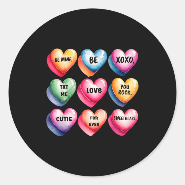 Sticker Rond Conception de la Saint-Valentin Candy Sweet Heart  (Devant)