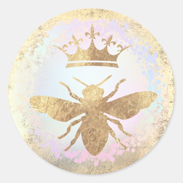 Sticker Rond conception de l'abeille royale (Devant)