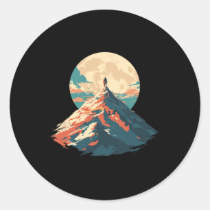 Sticker Rond Conception de l'ascension du pic montagneux motiva