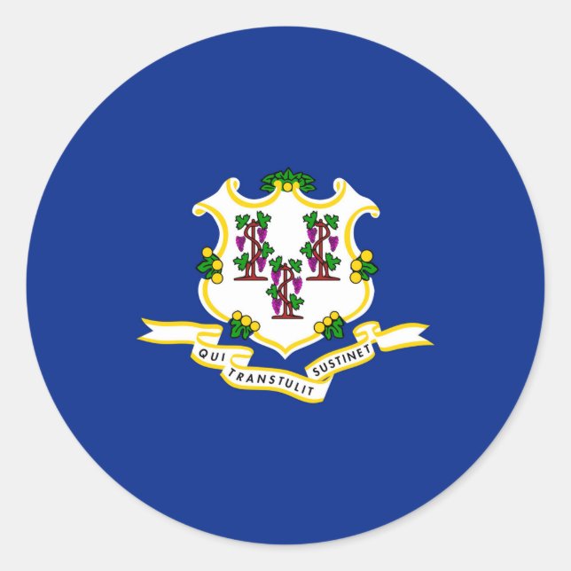 Sticker Rond Conception de l'indicateur d'état Connecticut (Devant)