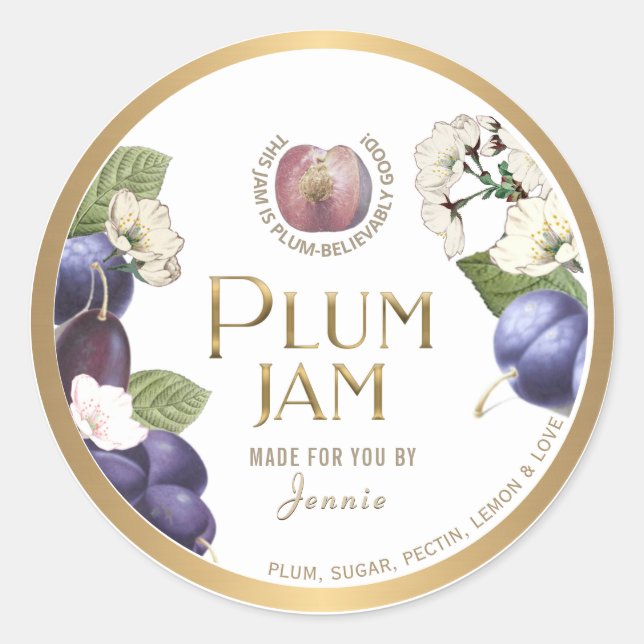 Sticker Rond Conception de logo Witty Elegant Plum Jam Preserve (Devant)