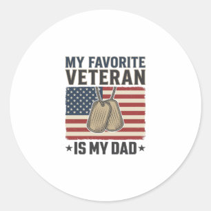 Sticker Rond Conception de médailles patriotiques pour papa vét