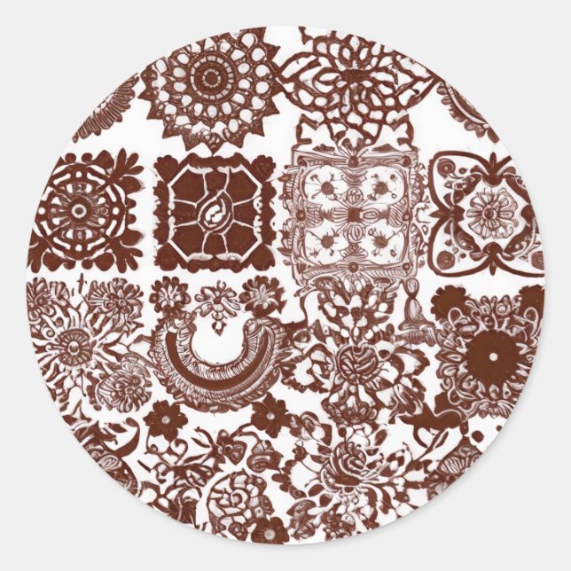 Sticker Rond Conception de Mehndi au henné en toute transparenc (Devant)