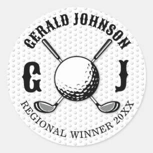 Sticker Rond Conception de monogramme de golf élégant personnal