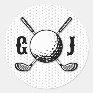 Sticker Rond Conception de monogramme de golf minimaliste perso