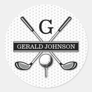 Sticker Rond Conception de monogramme de golf personnalisé