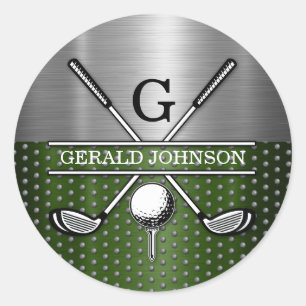 Sticker Rond Conception de monogramme de golf personnalisé